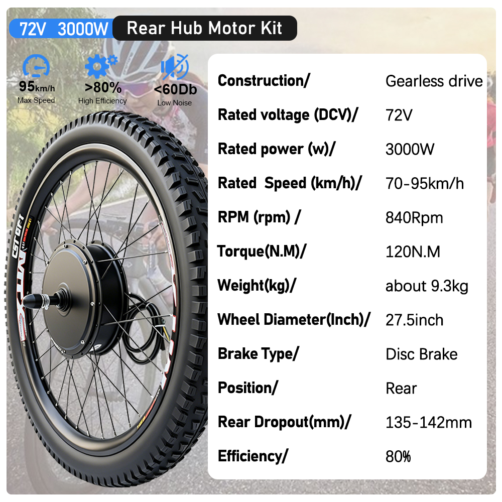 72V 3000W MTX Rim Electric Bik - 72V 5000W Hub Motor Kit review and price